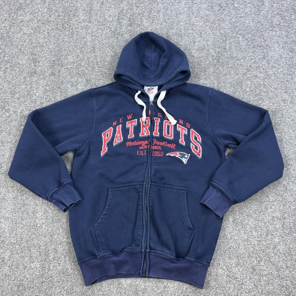 New England Patriots Sweatshirt Mens Medium Blue NFL Football Zip Hoodie NFL